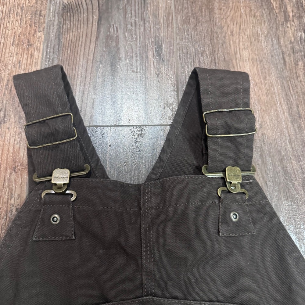 Carhartt Youth Lined Duck Bib Overalls Brown OX8732-B Size 16 Double Front Knee - Picture 5 of 13